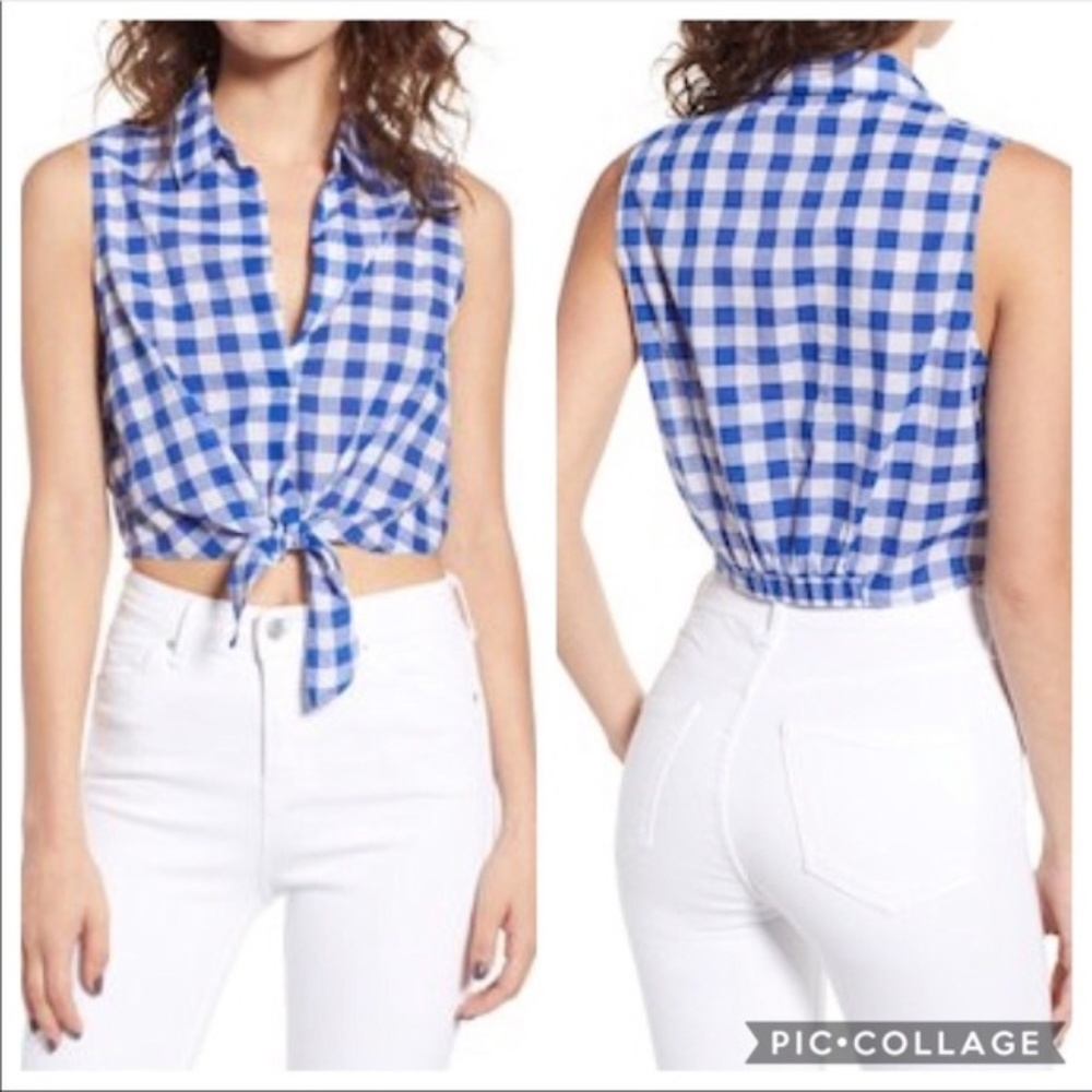 NWT Lush Gingham Tie Waist Tank Top Size XL